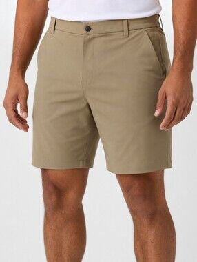 Lululemon Commission Shorts Mens 38 Khaki Chino Performance Stretch Golf Casual